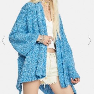Blue Free people boucle sweater NWT